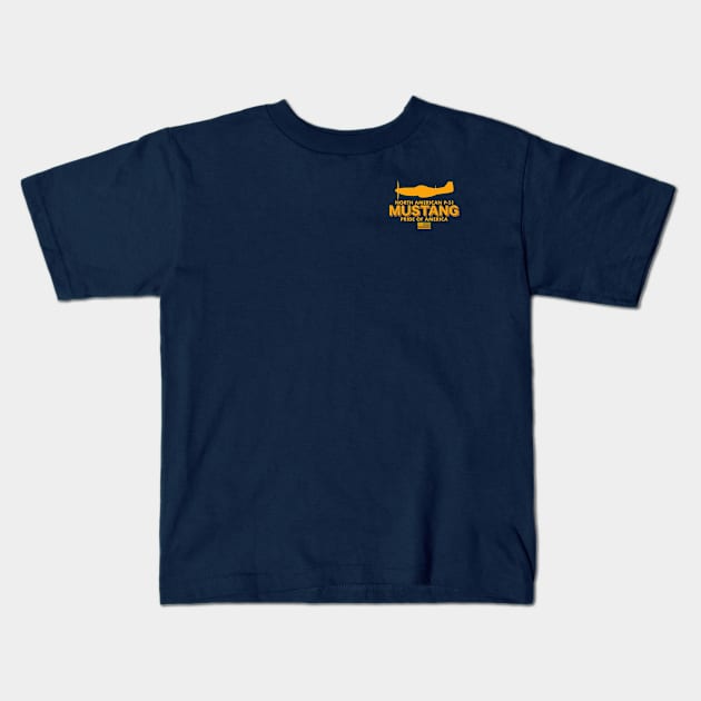 North American P-51 Mustang (Small logo) Kids T-Shirt by Tailgunnerstudios